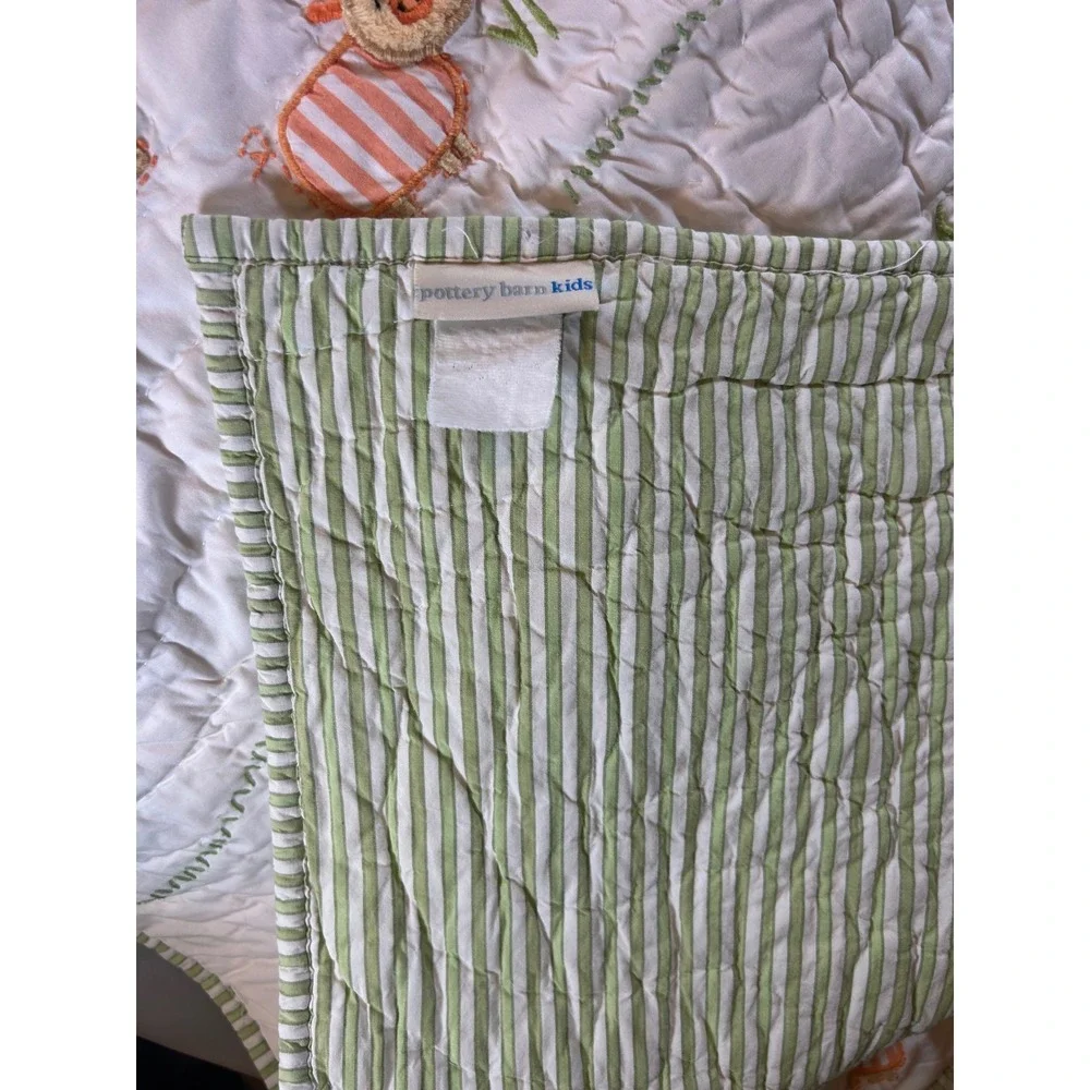 Pottery Barn Kids Farm Animal Embroidered Baby Quilt and Crib Skirt Set Cotton